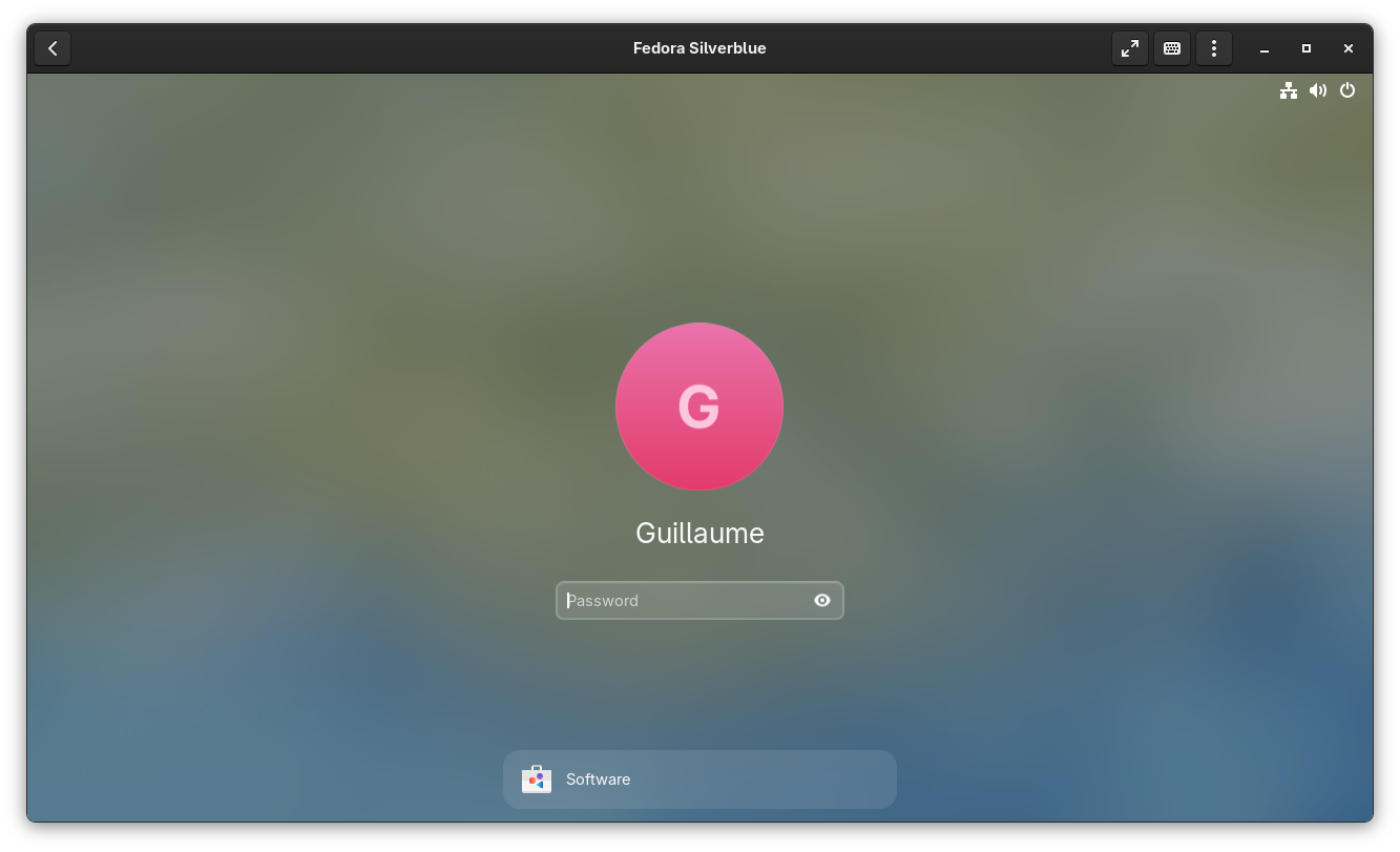 Fedora Silverbule in Gnome Boxes